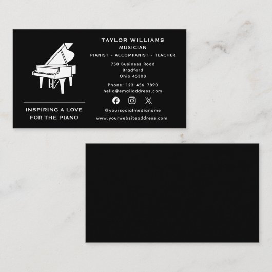 ソーシャルメディアピアニスト先生伴奏者おもしろい 名刺 (正面/裏面)