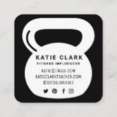 ソーシャルメディアフィットネスインフルエンサーKettlebell Black スクエア名刺 (裏面)
