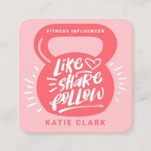 ソーシャルメディアフィットネスインフルエンサーKettlebell Pink スクエア名刺