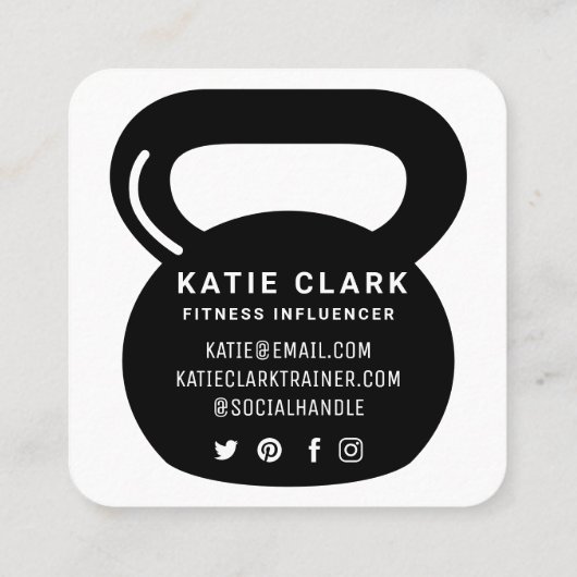 ソーシャルメディアフィットネスインフルエンサーKettlebell White スクエア名刺 (裏面)