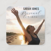 ソーシャルメディアフィットネスパーソナルトレーナーインフルエンサー スクエア名刺 (正面)