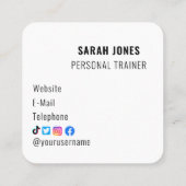 ソーシャルメディアフィットネスパーソナルトレーナーインフルエンサー スクエア名刺 (裏面)