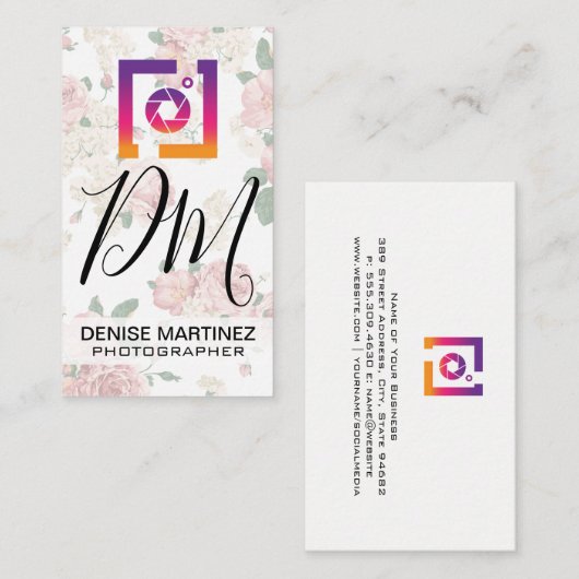 ソーシャルメディアフォトアイコン |ヴィンテージフローラ 名刺 (正面/裏面)