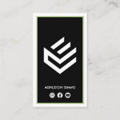 ソーシャルメディアブラックグリーン縁どキーラインで接続 名刺 (裏面)