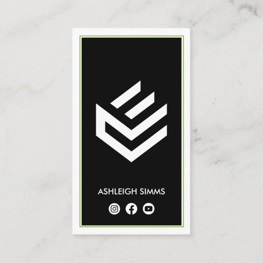 ソーシャルメディアブラックグリーン縁どキーラインで接続 名刺 (裏面)