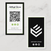 ソーシャルメディアブラックグリーン縁どキーラインで接続 名刺 (正面/裏面)