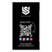 ソーシャルメディアプロファイルQRコードロゴモダンシンプル マグネット名刺 (正面縦)