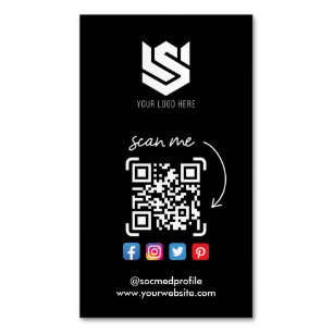 ソーシャルメディアプロファイルQRコードロゴモダンシンプル マグネット名刺