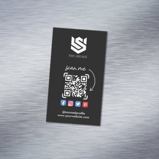 ソーシャルメディアプロファイルQRコードロゴモダンシンプル マグネット名刺 (インサイチュ)