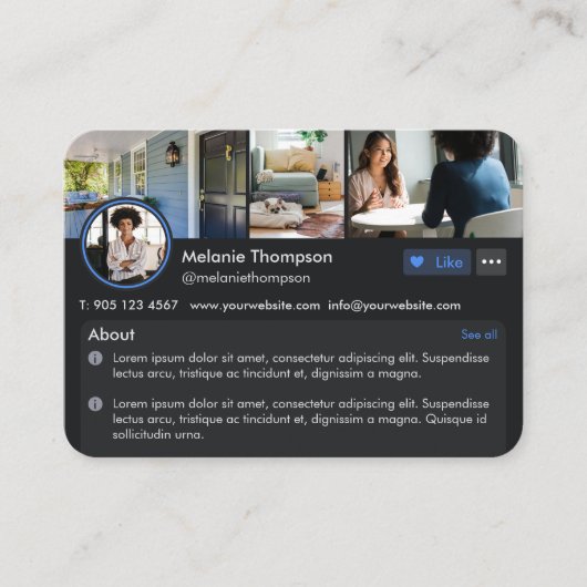 ソーシャルメディアプロフェッショナルビジネスプロファイルページ 名刺 (正面)