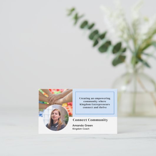 ソーシャルメディアページ写真QRコード名刺 名刺 (スタンド正面)