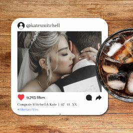 ソーシャルメディアポストフォト結婚ズ スクエアペーパーコースター