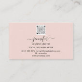 ソーシャルメディアマネージャコンテンツクリエータロゴQRピンク 名刺 (裏面)