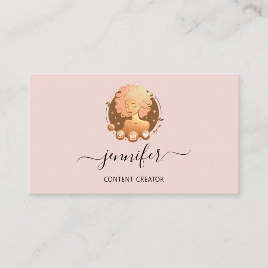 ソーシャルメディアマネージャコンテンツクリエータロゴQRピンク 名刺 (正面)