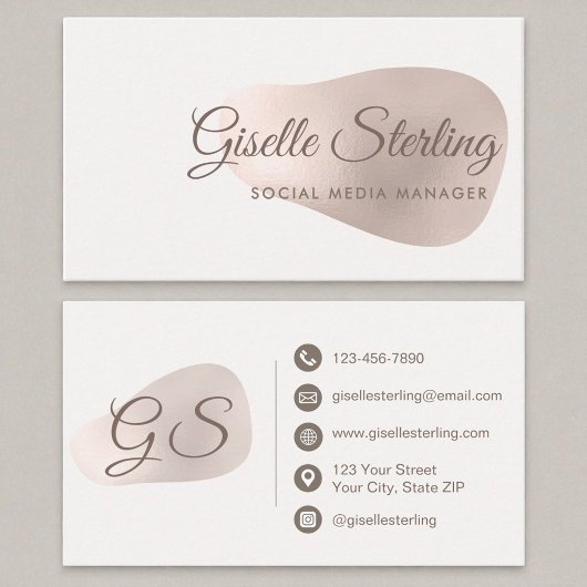 ソーシャルメディアマネージャーバラゴールドフォイル赤面美しい 名刺