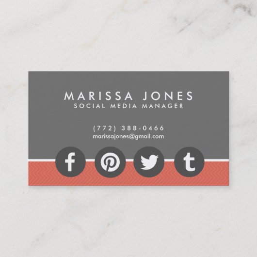 ソーシャルメディアマネージャーPeach Gray名刺 名刺 (正面)
