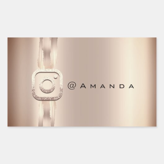 ソーシャルメディアメイクアップバラ金ゴールドInstagraロゴ 長方形シール (正面)