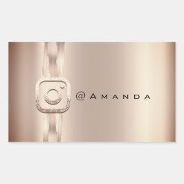 ソーシャルメディアメイクアップバラ金ゴールドInstagraロゴ 長方形シール