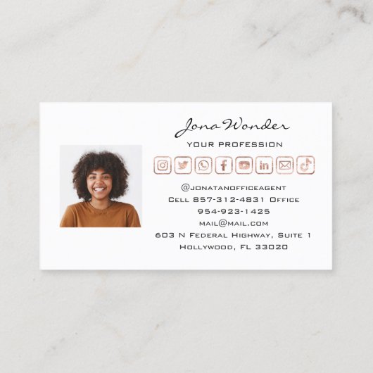 ソーシャルメディアロカスタムゴ写真QRCode TikTokYOUTUb 名刺 (裏面)