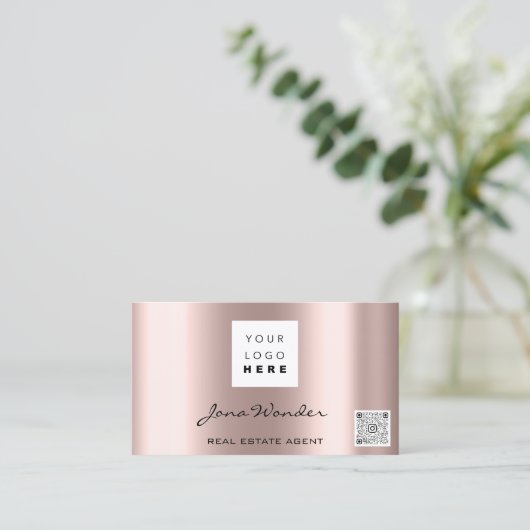 ソーシャルメディアロゴフォトQRコードメイクアップバラ 名刺 (スタンド正面)