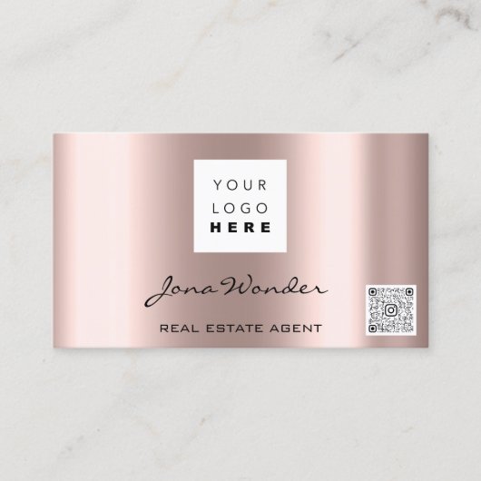 ソーシャルメディアロゴフォトQRコードメイクアップバラ 名刺 (正面)