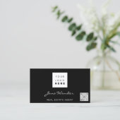 ソーシャルメディアロゴフォトQRコードメイクアップブラック金ゴールド 名刺 (スタンド正面)