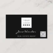 ソーシャルメディアロゴフォトQRコードメイクアップブラック金ゴールド 名刺 (正面)