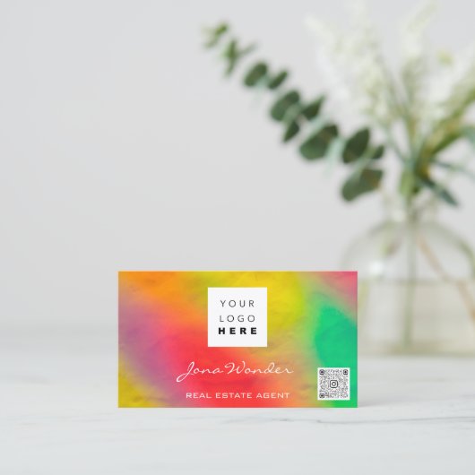 ソーシャルメディアロゴフォトQRコードメイクアップホログラフィック 名刺 (スタンド正面)