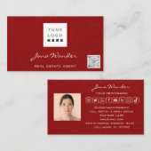 ソーシャルメディアロゴフォトQRコードメイクアップ美しい赤 名刺 (正面/裏面)