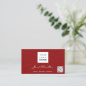 ソーシャルメディアロゴフォトQRコードメイクアップ美しい赤 名刺 (スタンド正面)