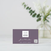 ソーシャルメディアロゴ写真QRコードブログバラ紫 名刺 (スタンド正面)