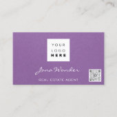 ソーシャルメディアロゴ写真QRコードメイクアップパープル 名刺 (正面)