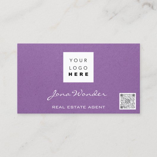 ソーシャルメディアロゴ写真QRコードメイクアップパープル 名刺 (正面)