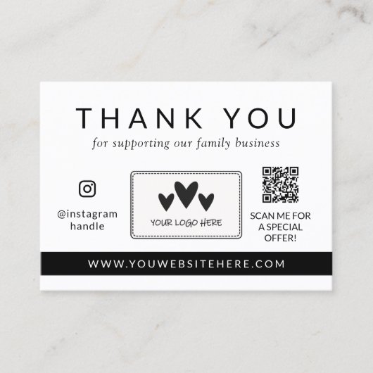 ソーシャルメディアロゴQRコードありがとうロイヤリティカード ロイヤリティカード (正面)