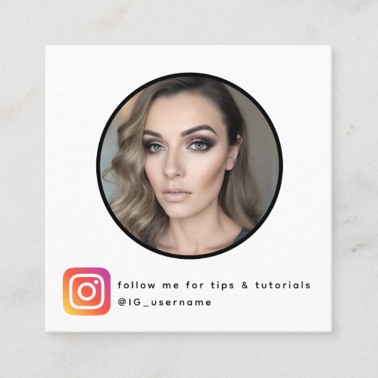 ソーシャルメディア写真+アイコンシンプルモダン スクエア名刺 (正面)