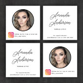 ソーシャルメディア写真+アイコンシンプルモダン スクエア名刺