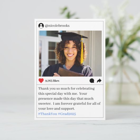 ソーシャルメディア投稿写真卒業お礼 サンキューカード (スタンド正面)