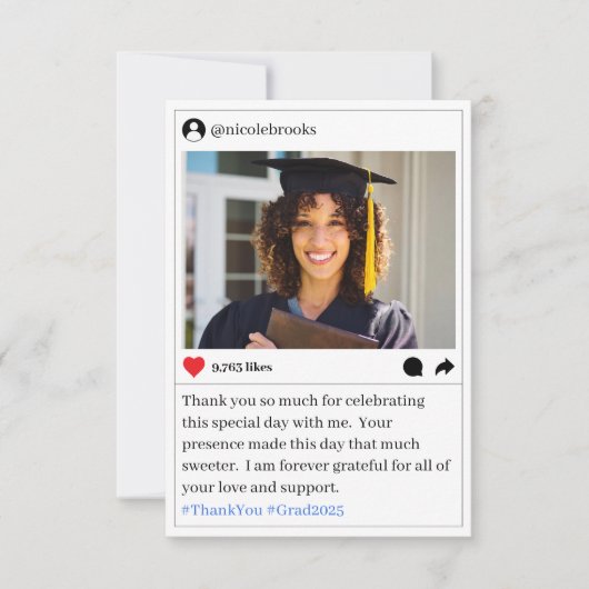 ソーシャルメディア投稿写真卒業感謝 サンキューカード (正面)