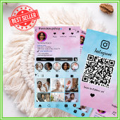 ソーシャルメディア水彩ピンクブルーグラデーションインスタグラム 名刺