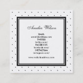 ソーシャルメディア水玉模様ピンクリボンモノグラム スクエア名刺 (裏面)