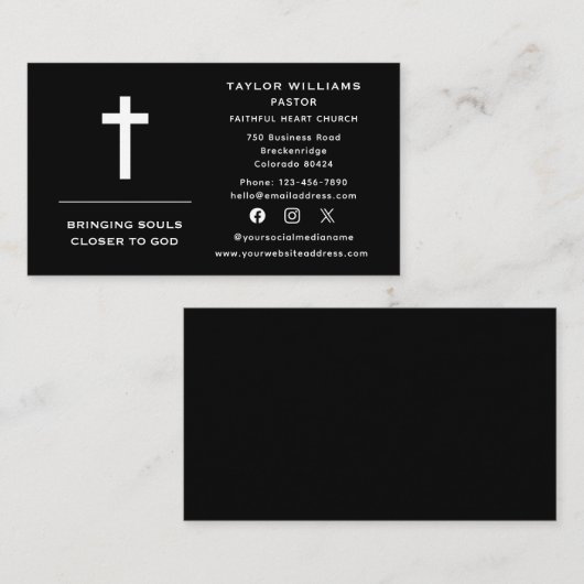 ソーシャルメディア牧師の宗教宗教信仰十字架 名刺 (正面/裏面)