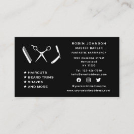 ソーシャルメディア理容師バーバーバーショップヒードトリムシェービング 名刺
