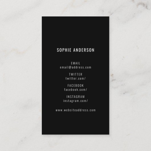 ソーシャルメディア白黒プロフィール写真 名刺 (裏面)