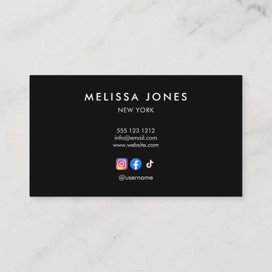 ソーシャルメディア白黒ミニマリスト 名刺 (裏面)