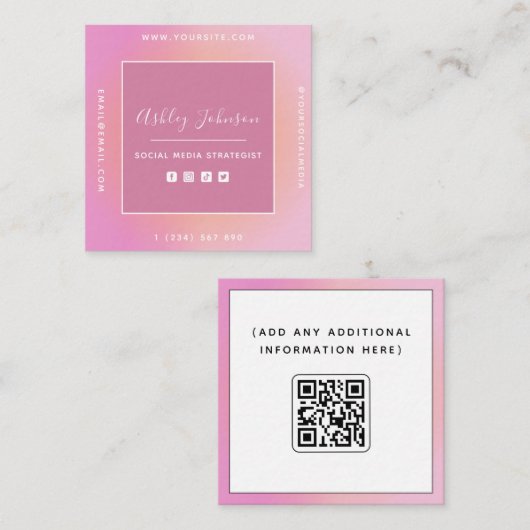 ソーシャルメディア管理者ソーシャルメディアQRコード夏 スクエア名刺 (正面/裏面)