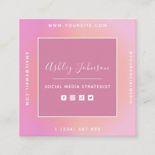 ソーシャルメディア管理者ソーシャルメディアQRコード夏 スクエア名刺 (正面)