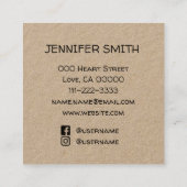 ソーシャルメディア素朴で茶色のモノグラムイニシャル スクエア名刺 (裏面)