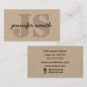 ソーシャルメディア素朴で茶色のモノグラムイニシャル 名刺 (正面/裏面)