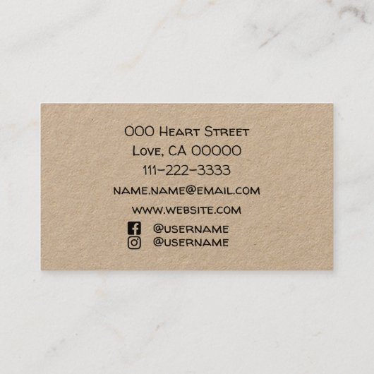 ソーシャルメディア素朴で茶色のモノグラムイニシャル 名刺 (裏面)