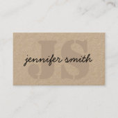 ソーシャルメディア素朴で茶色のモノグラムイニシャル 名刺 (正面)